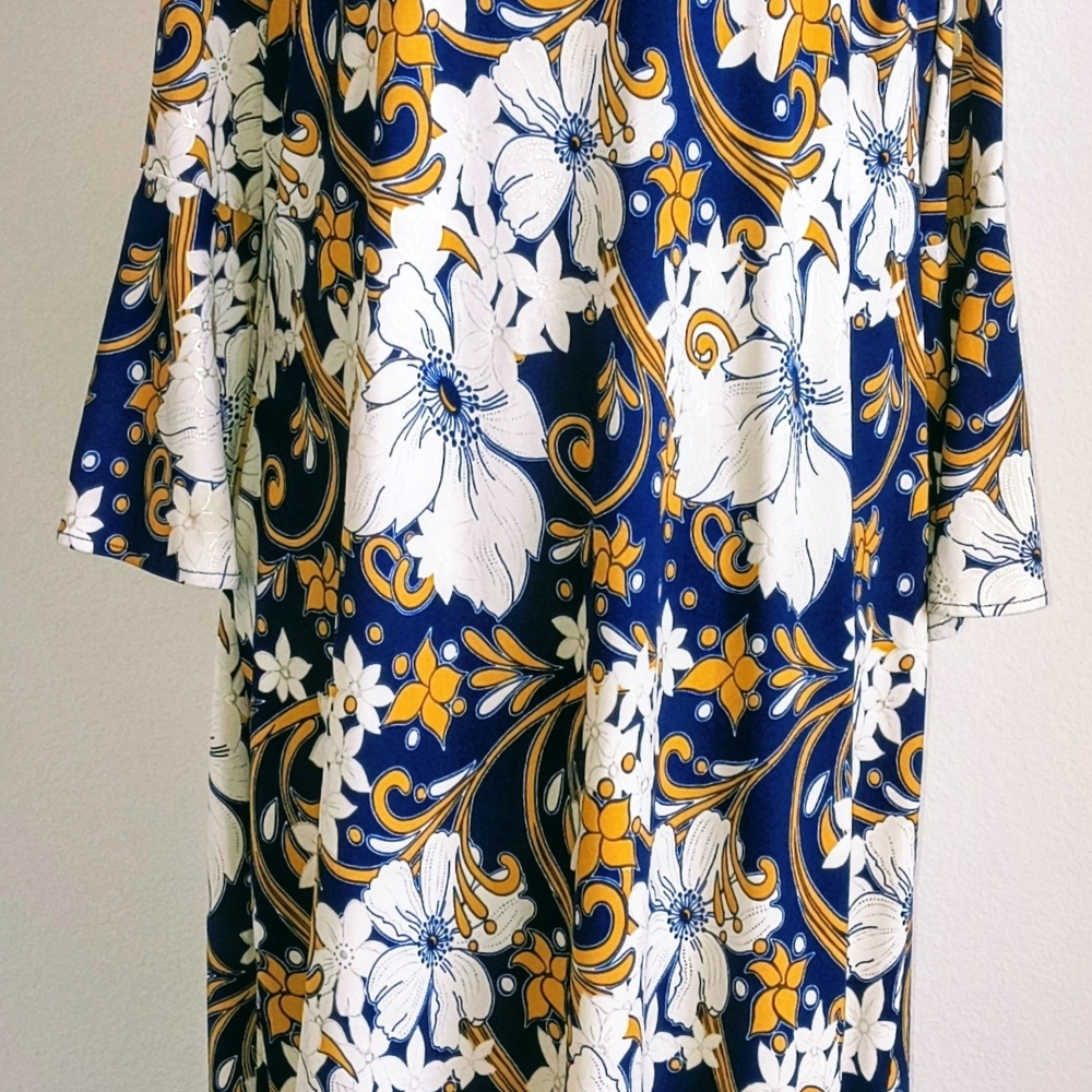 Glamour Navy and Gold Floral Dress